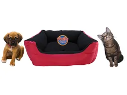 Cama Grande Para Mascota Con Cojín Lavable Impermeable Rojo