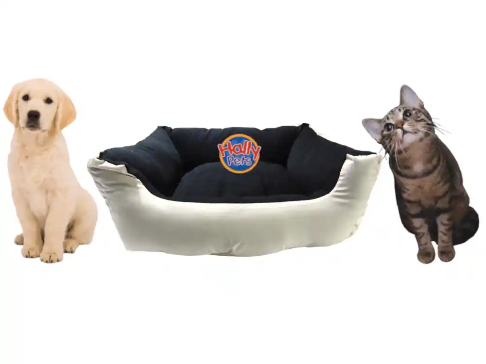 Cama Grande Para Mascota Con Cojín Lavable Impermeable Beige