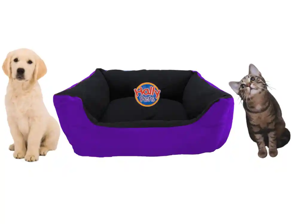 Cama Grande Para Mascota Con Cojín Lavable Impermeable Morado