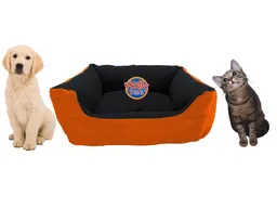 Cama Grande Para Mascota Con Cojín Lavable Impermeable Naranja