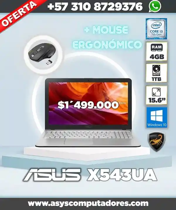 AsusX543Ua + Mouse Ergonomico Bluetooth