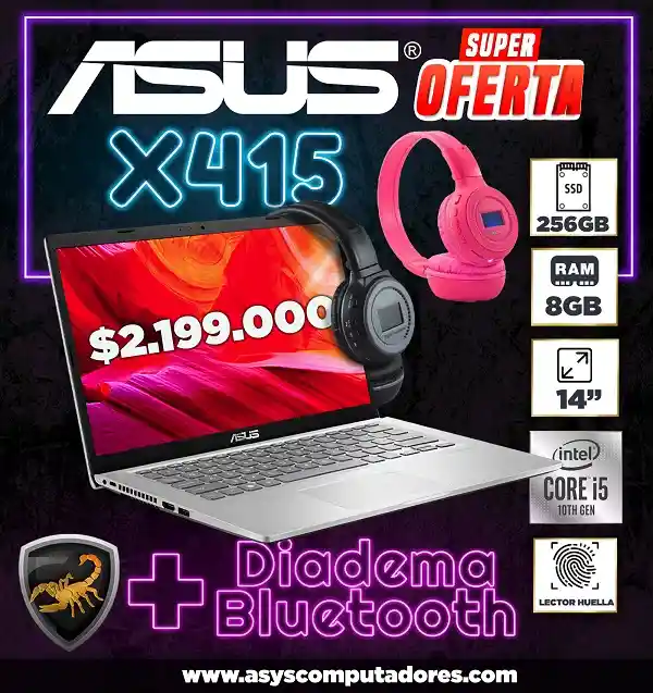 Asus X415 + Diadema Mymobile Bluetooth