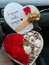 Caja De Lujo Corazón Grande Rosas Y Fresas Con Chocolate (programar)
