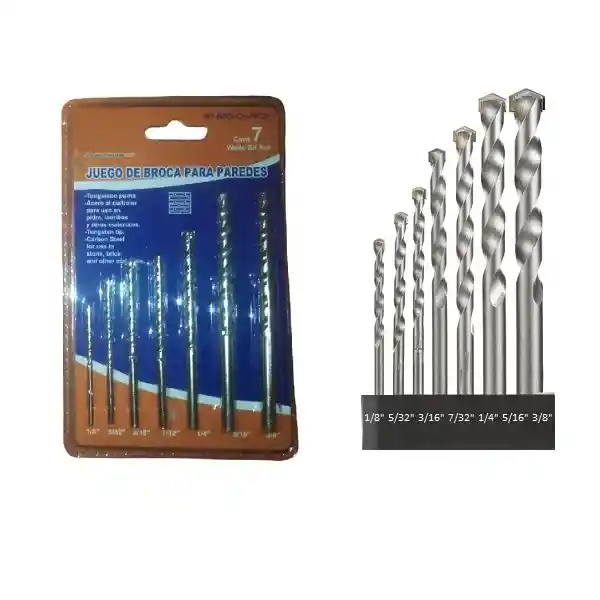 Set De Brocas Para Paredes 7 Piezas Punta Tungsteno Broca De Pared