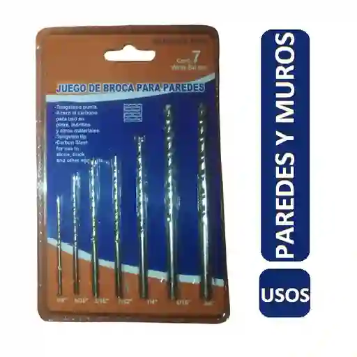 Set De Brocas Para Paredes 7 Piezas Punta Tungsteno Broca De Pared