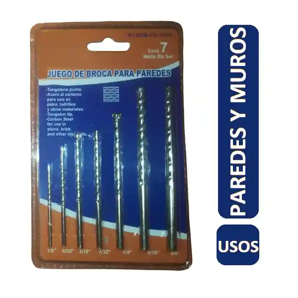 Set De Brocas Para Paredes 7 Piezas Punta Tungsteno Broca De Pared