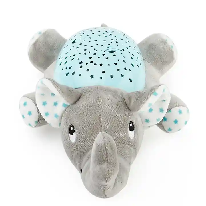 Lampara Para Niños Proyector Luz Elefante Estrellas Peluche