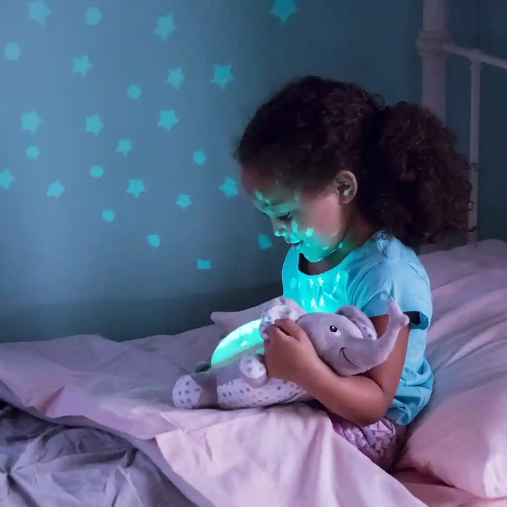 Lampara Para Niños Proyector Luz Elefante Estrellas Peluche