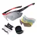 Gafas Polarizadas Rockbros + 5 Lentes Originales Negra Con Rojo