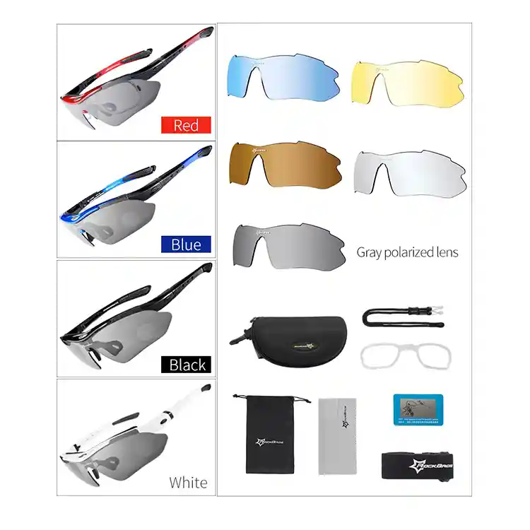 Gafas Polarizadas Rockbros + 5 Lentes Originales Negras