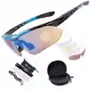 Gafas Polarizadas Rockbros + 5 Lentes Originales Negra Con Azul