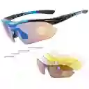 Gafas Polarizadas Rockbros + 5 Lentes Originales Negra Con Azul