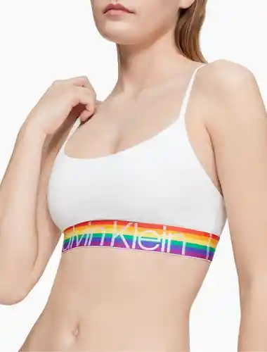 Talla S, M - Bralette Mujer Calvin Klein Blanco Borde Colores Modern Pride Unlined White | Original