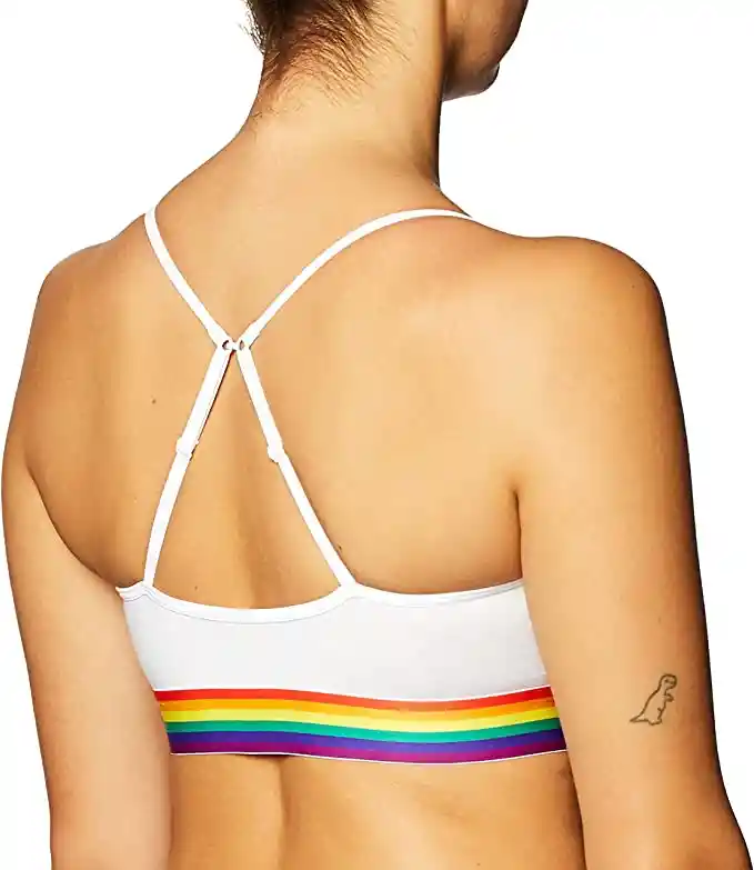 Talla S, M - Bralette Mujer Calvin Klein Blanco Borde Colores Modern Pride Unlined White | Original