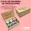 Caja En Madera De 6 Chocolates Personalizados