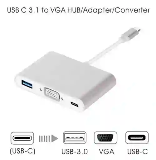 Adaptador Para Macbook Tipo C A Vga / Usb / Usb C
