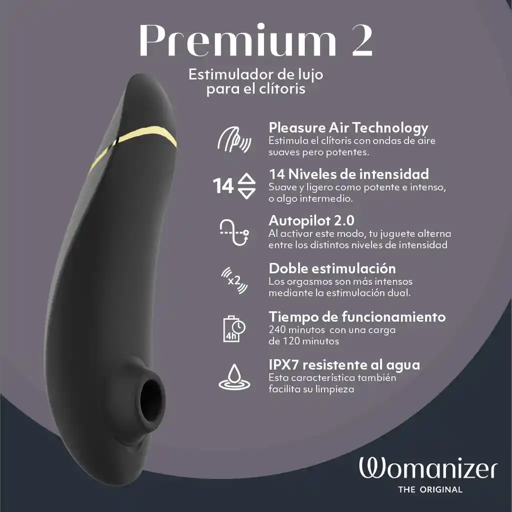 Succionador De Clítoris Womanizer Premium 2 Negro