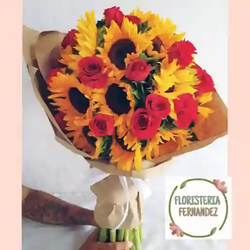 Bouquet De Girasoles Y Rosas