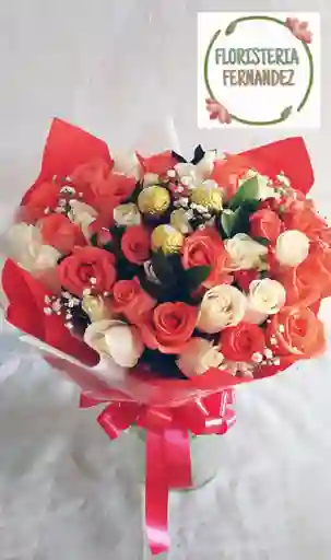Bouquet De Rosas Blancas Y Salmón