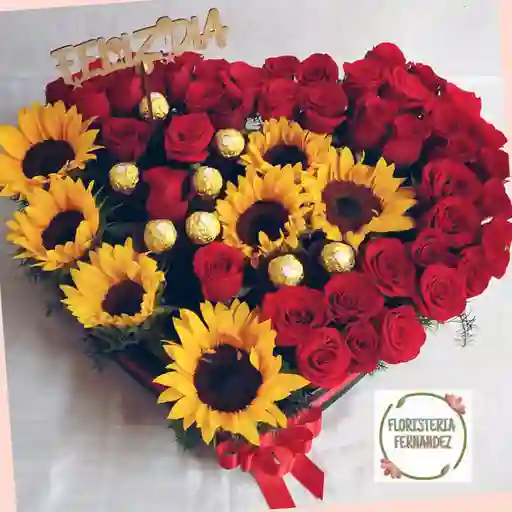 Corazon De Rosas Y Girasoles