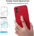 Iphone Estuche Siliconado Protector Para Apple Iphone 12 Pro Max 6.7 Con Anillo Soporte Rojo