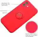 Iphone Estuche Siliconado Protector Para Apple Iphone 12 Pro Max 6.7 Con Anillo Soporte Rojo