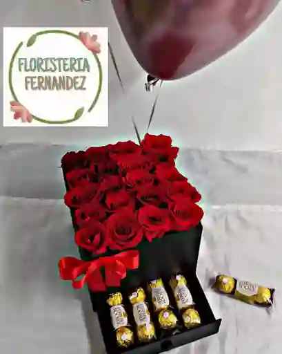 Chocolates Caja Baul Con Rosas Y