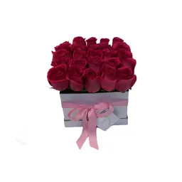 Flores Y Rosas : 25 Rosas Fucsia En Caja