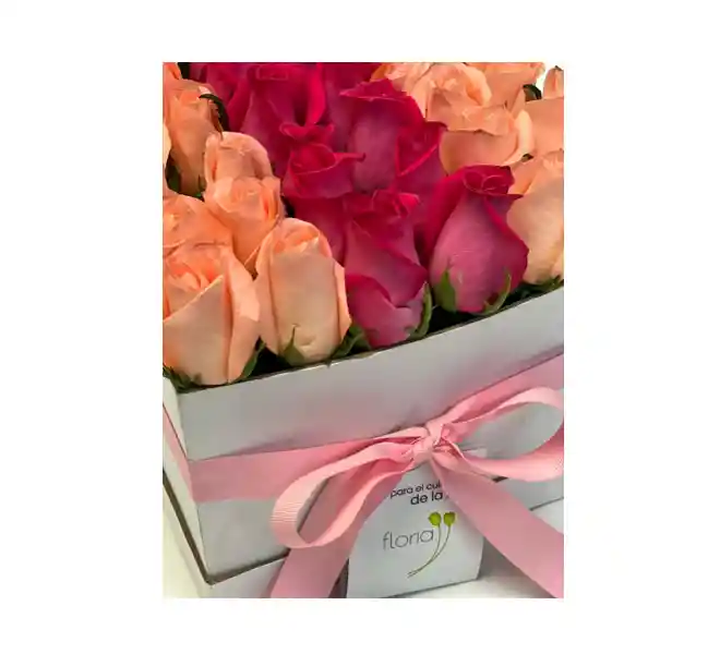 Flores Y Rosas : 30 Rosas Fucsias Y Rosadas En Caja