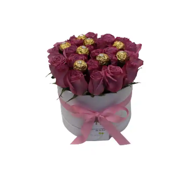 Flores Y Rosas : Sombrerera 20 Rosas Moradas Y Ferrero