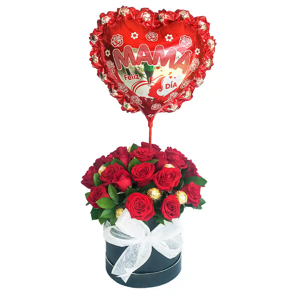 Caja Decorada Rosal De Amor Con Chocolate