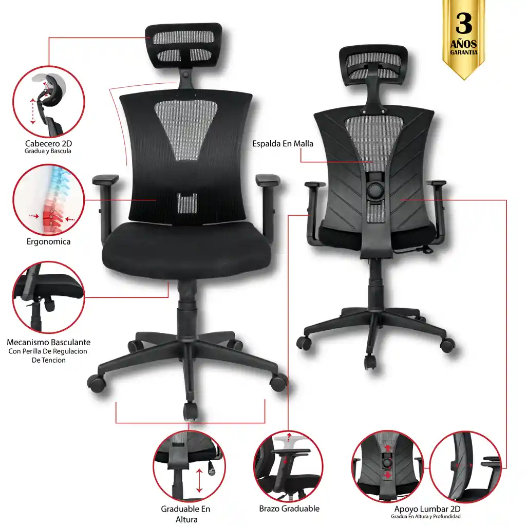 Silla De Oficina Jamundí Presidente Base Nylon