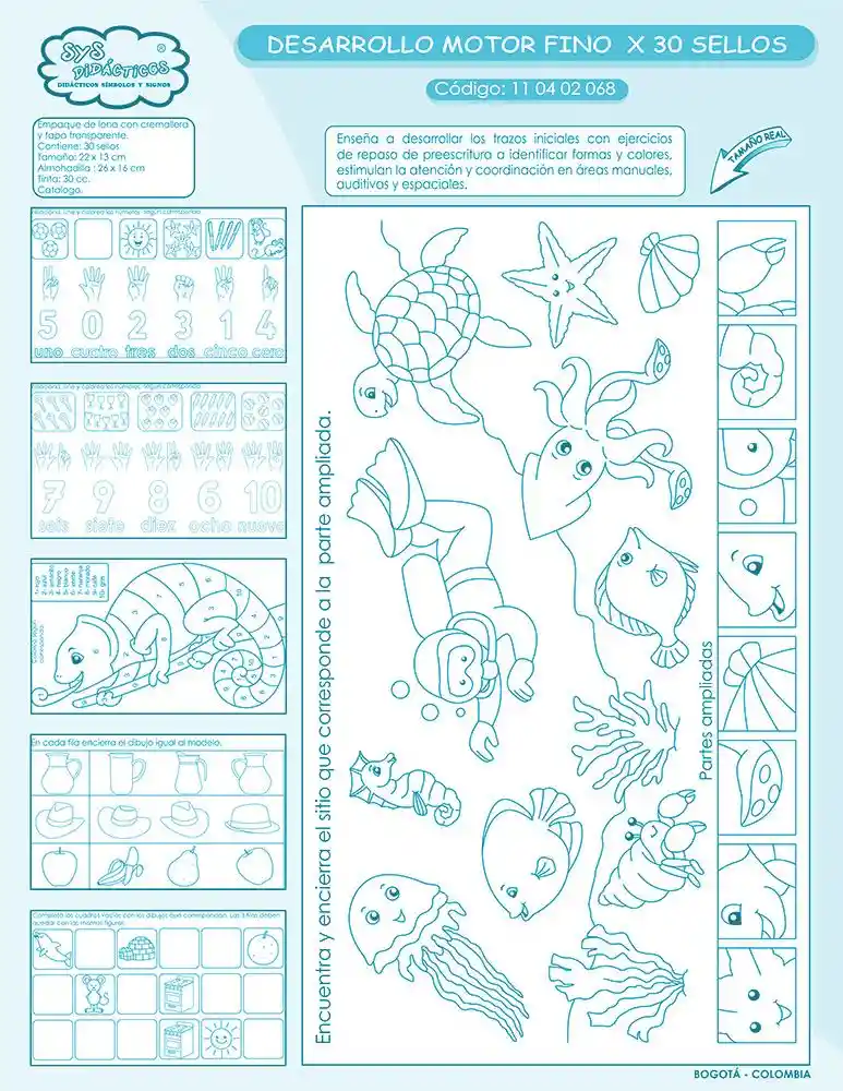 Sellos Desarrollo Motor Fino X30 - Sys Didácticos