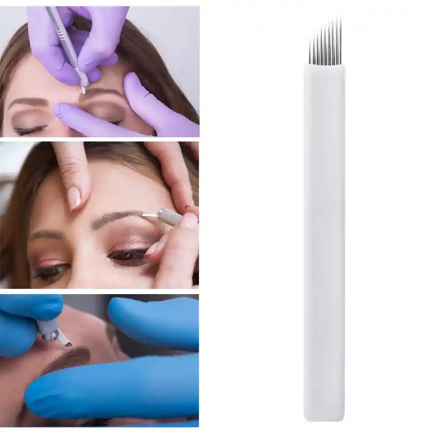 5 Agujas Plásticas De 9 Puntas Para Microblading Angulares