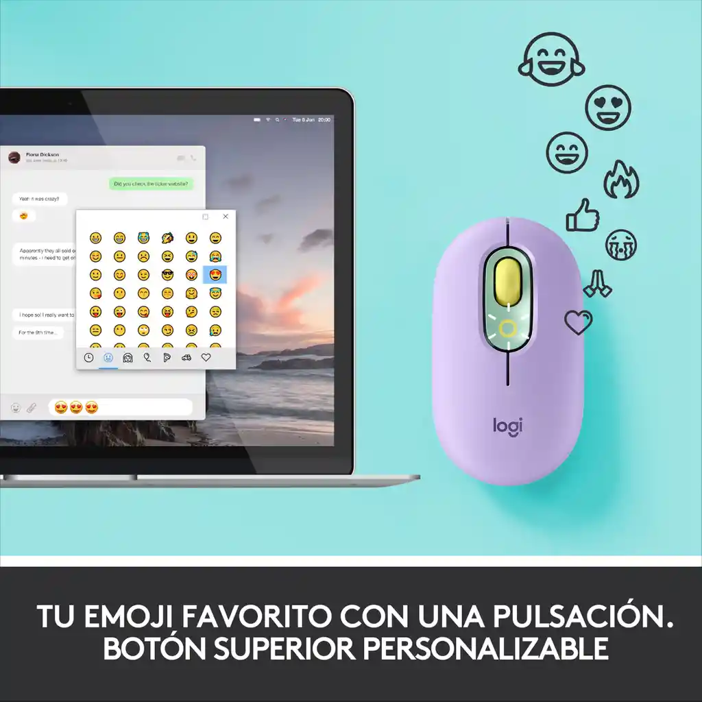 Logitech Mouse Bluetooth - Funcion Emojis Personalizable,Pop Daydream