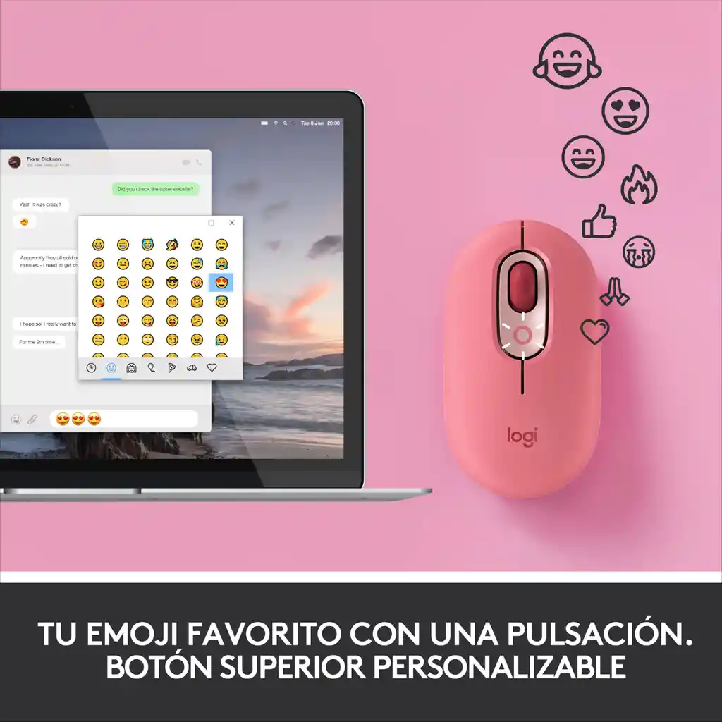 Logitech Mouse Bluetooth - Funcion Emojis Personalizable,Pop Heartbreaker