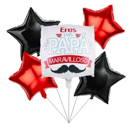 5 Globos Metalizados Feliz Dia Papa - Decoración Dia Del Padre