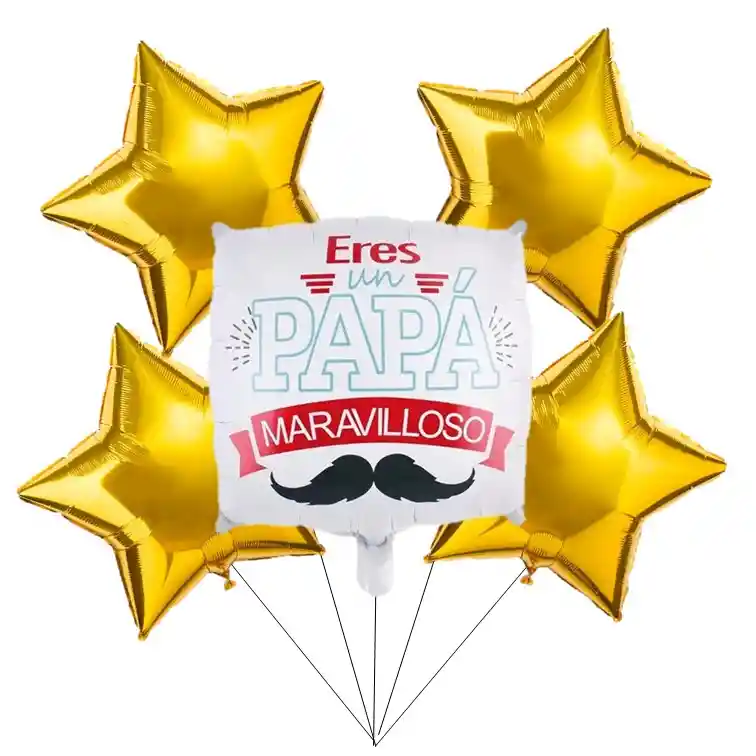 5 Globos Metalizados Feliz Dia Papa - Decoración Dia Del Padre