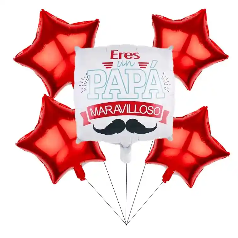 5 Globos Metalizados Feliz Dia Papa - Decoración Dia Del Padre