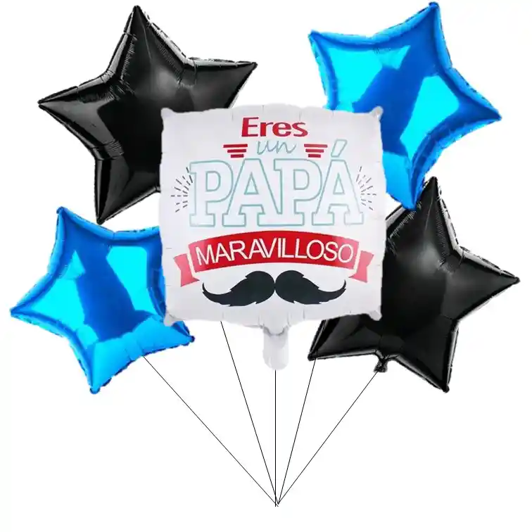 5 Globos Metalizados Feliz Dia Papa - Decoración Dia Del Padre