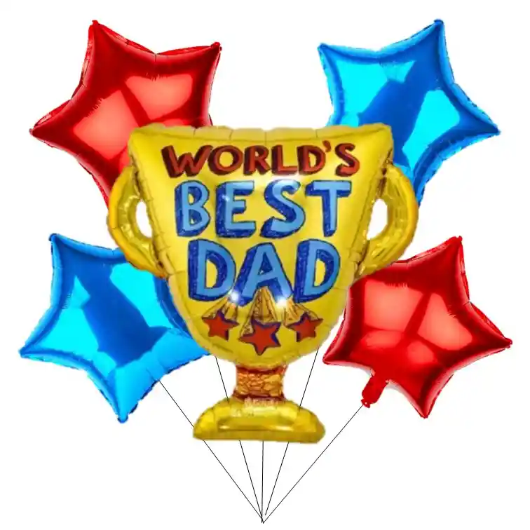 5 Globos Metalizados Feliz Dia Papa - Decoración Dia Del Padre