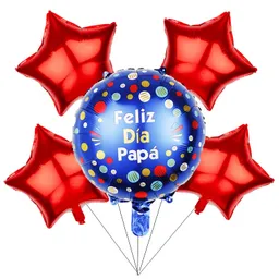 5 Globos Metalizados Feliz Dia Papa - - Decoración Dia Del Padre