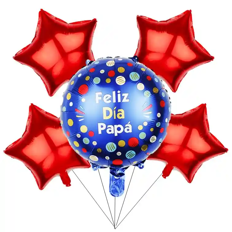 5 Globos Metalizados Feliz Dia Papa - - Decoración Dia Del Padre