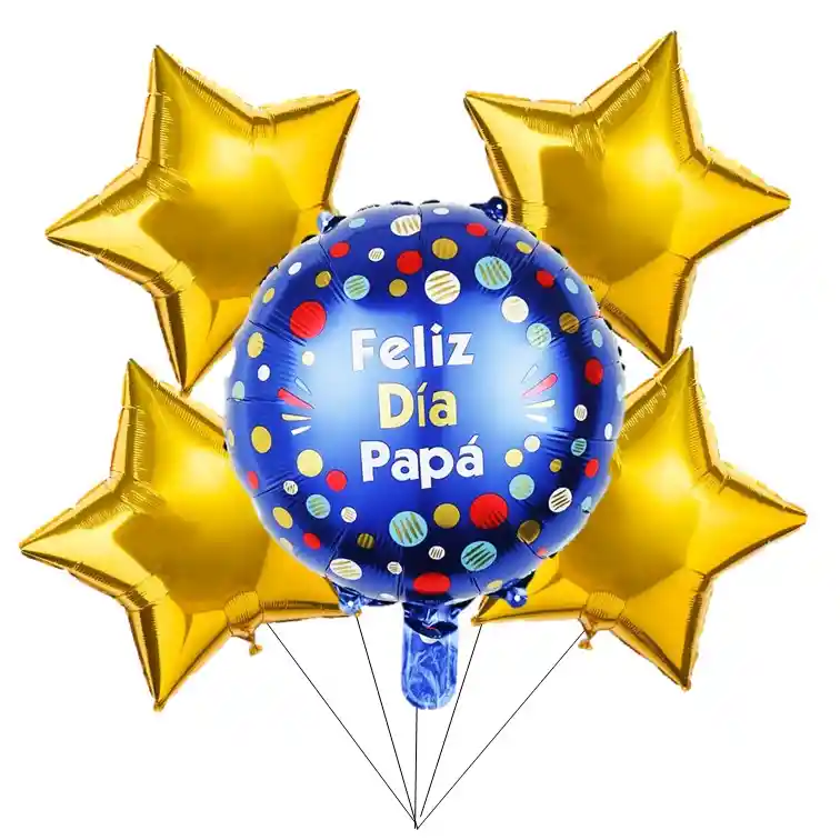 5 Globos Metalizados Feliz Dia Papa - - Decoración Dia Del Padre