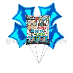 5 Globos Metalizados Feliz Dia Papa - Decoración Dia Del Padre