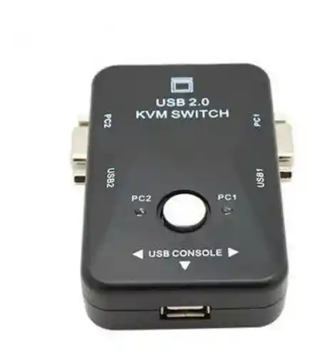 Switch Kvm Usb / Vga De 2 Puertos + 2 Cables Usb + 2 Vga