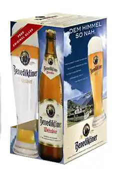 Benediktiner Estuche 3 Cervezaweissbier +Vaso Original