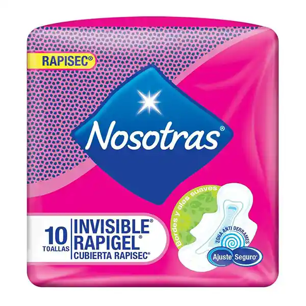 Nosotras Toallas Higienicas Invisible Rapigel 10 Unidades