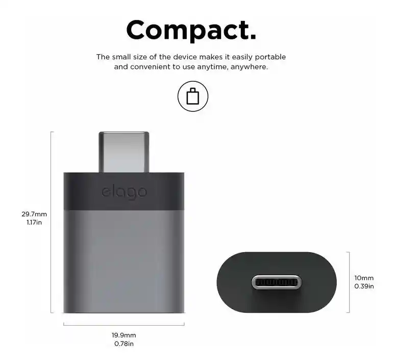 Adaptador De Usb-c A Usb 3.0 X 2 Unid Mini Elago Dark Gray