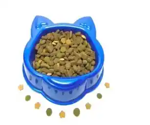 Comedero Cara De Gatos Azul